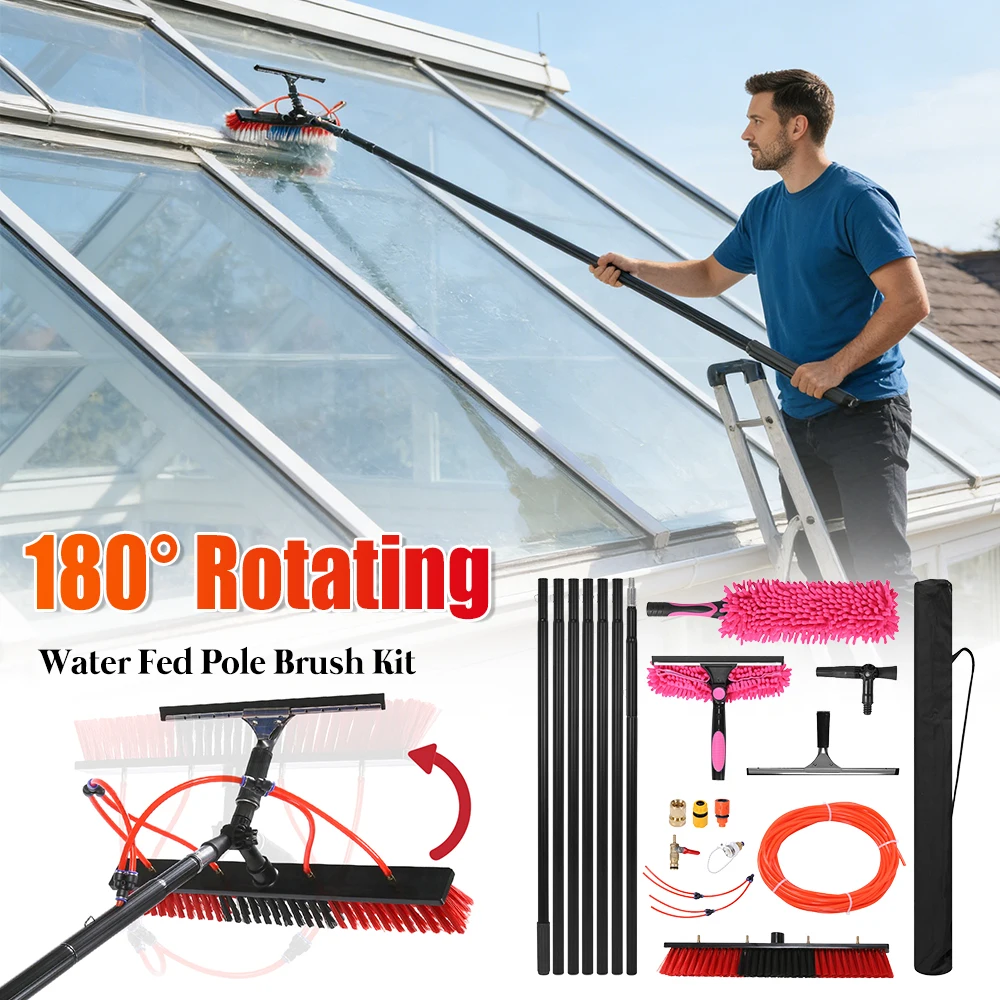 

Solar Panel Cleaner Height Adjustable Solar Panel Cleaning Brush Kit with 180° Rotating Brushhead for Solar Panel Roof Car