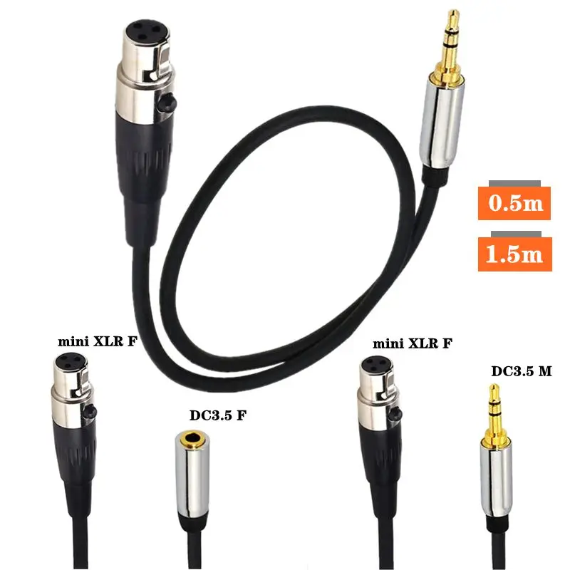 3.5mm Stereo Audio Mini XLR Female 1/8 "TRS To 3-Pin Mini XLR Female Headphone Audio Cable
