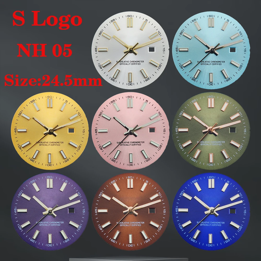 Esfera NH05, esfera luminosa verde solar de alta calidad con logotipo 24.5mmS para mujer, adecuada para accesorios de esfera de reloj con movimiento NH05