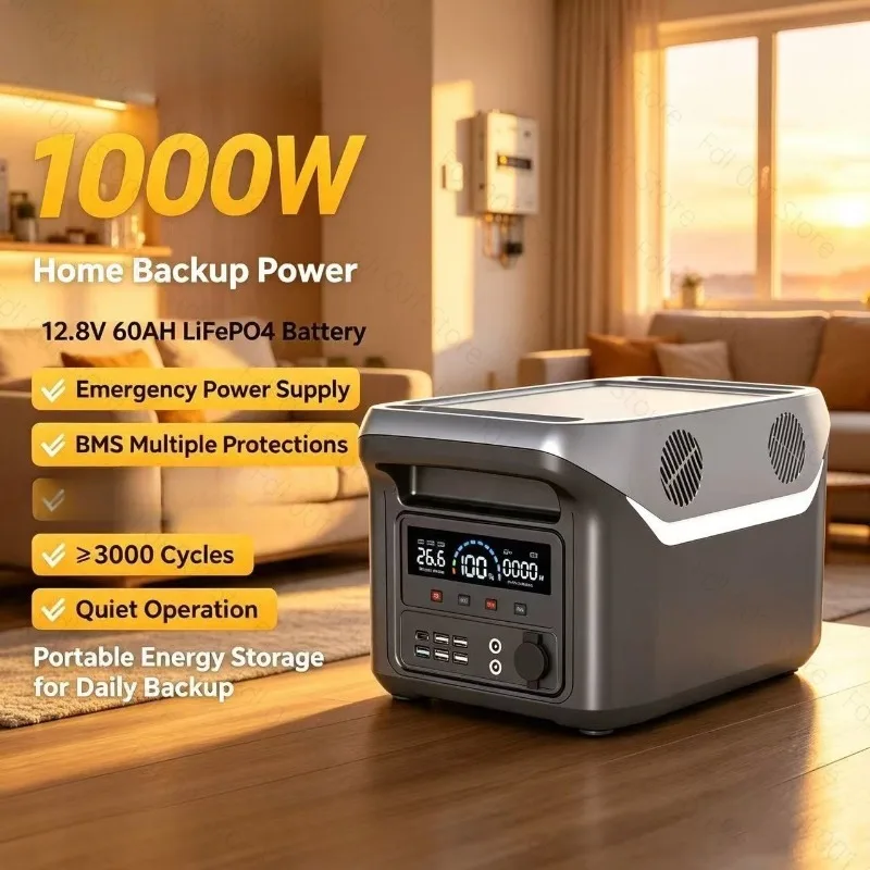 1000W Outdoor Power Station Solar Charging Energy Storage System 220V Portable Mobile Power Supply