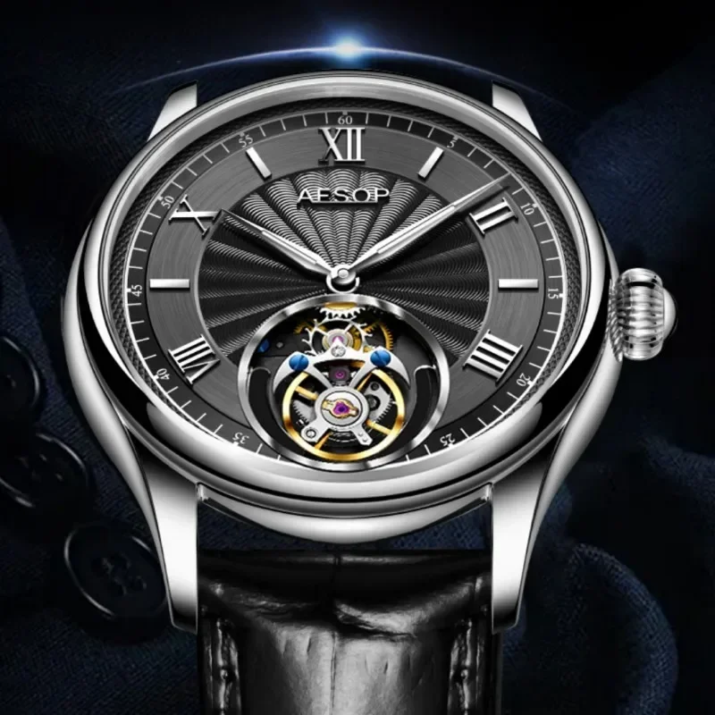 

AESOP Casual Men Mechanical Wristwatches Flying Tourbillon Movement Skeleton Watch for Male Man Luxury Clocks with Waterproof