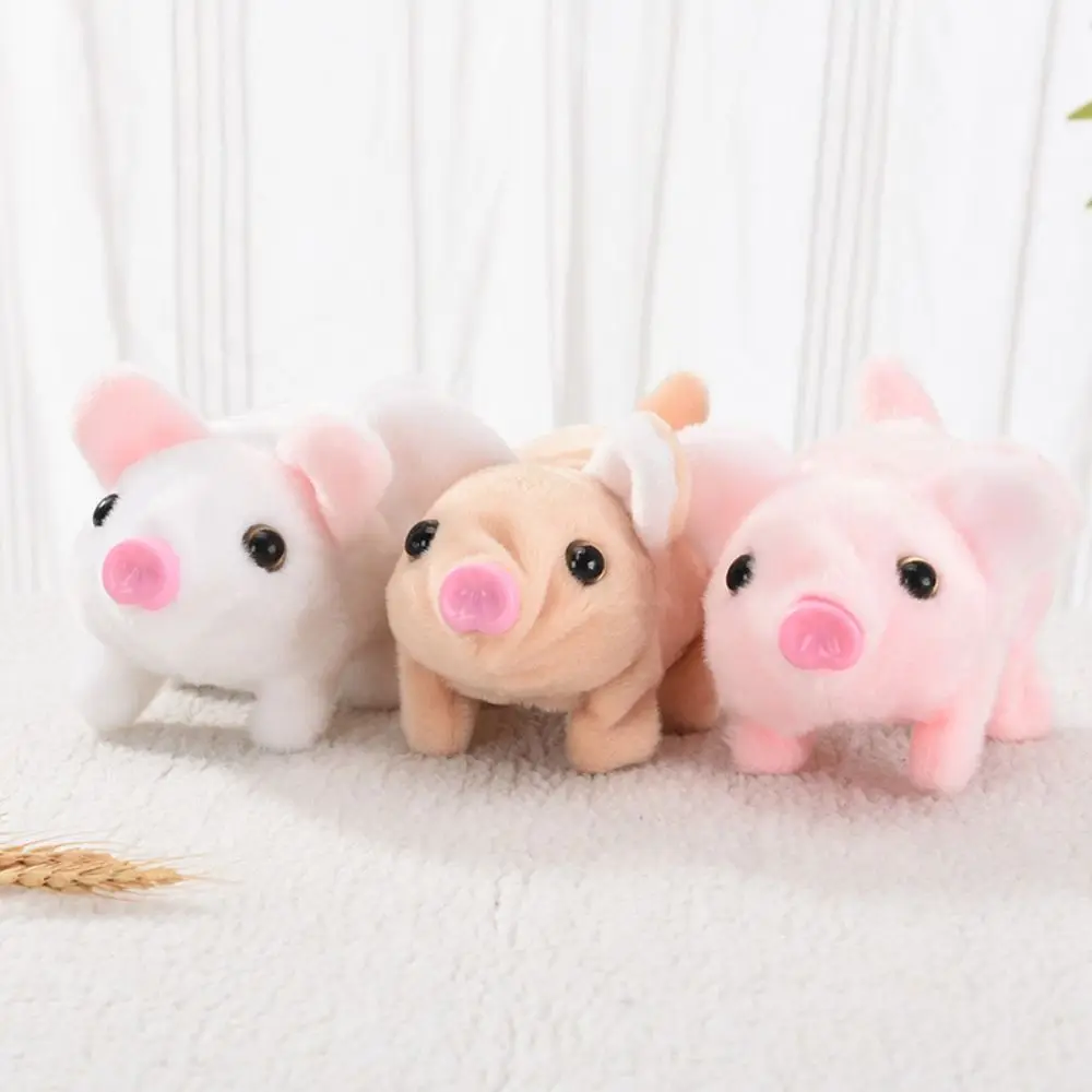 Chat en Peluche avec Son Électrique, Simulation de Cochon Blanc, Peut Marcher, Électronique, Queue Mobile, Jouet pour Enfants Bol