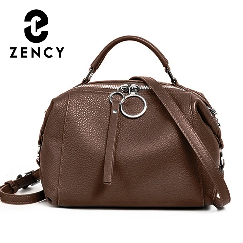 Zency Women Coffee Leather Handbag Shoulder Bag Large Capacity Crossbody Top Handle Bag High Quality Medium Tote Purse 2024