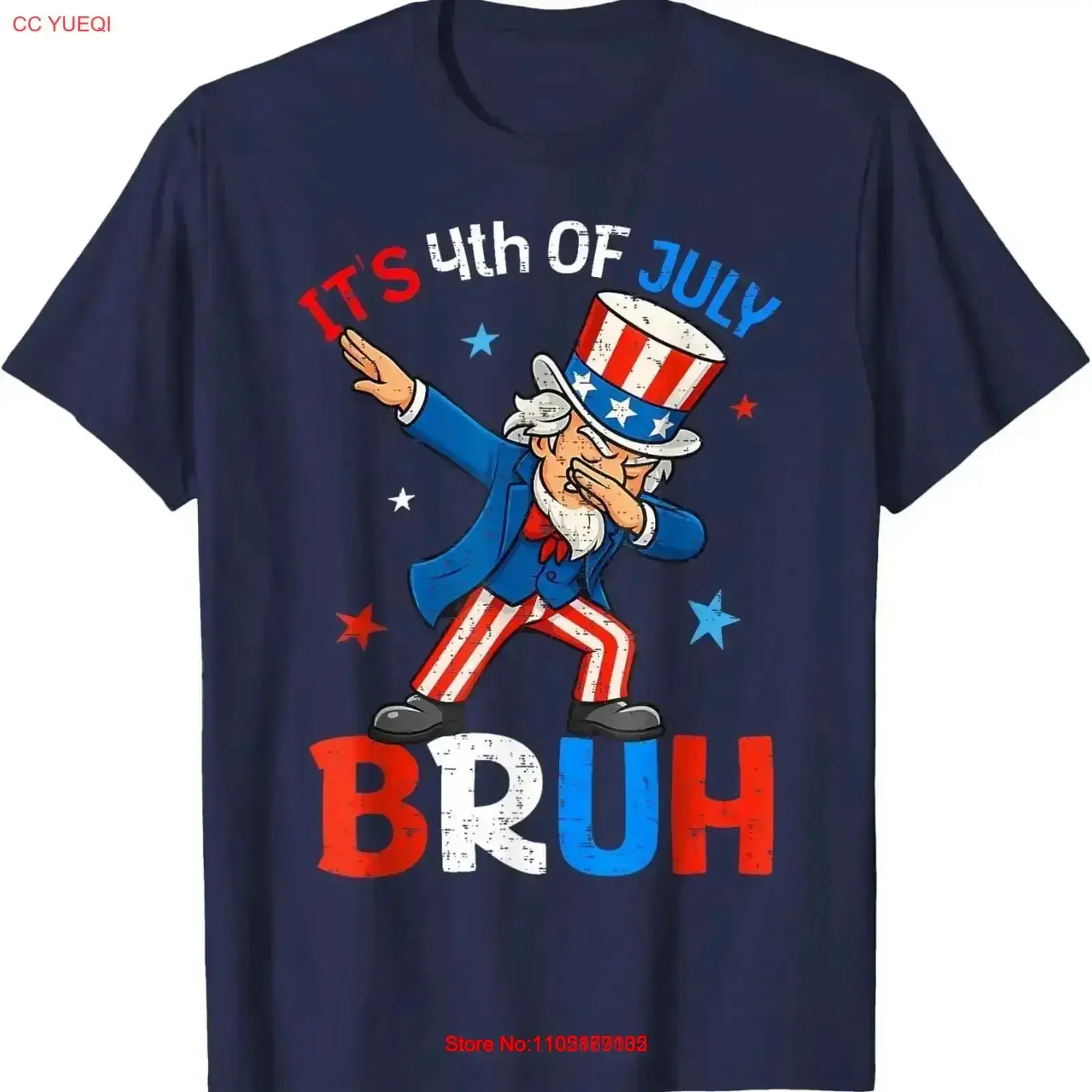 

Bruh Dabbing Uncle Sam Funny 4Th Of July Comedy T Shirt Happy vintage Washed Stylish Versatile designer clothes Casual graphic