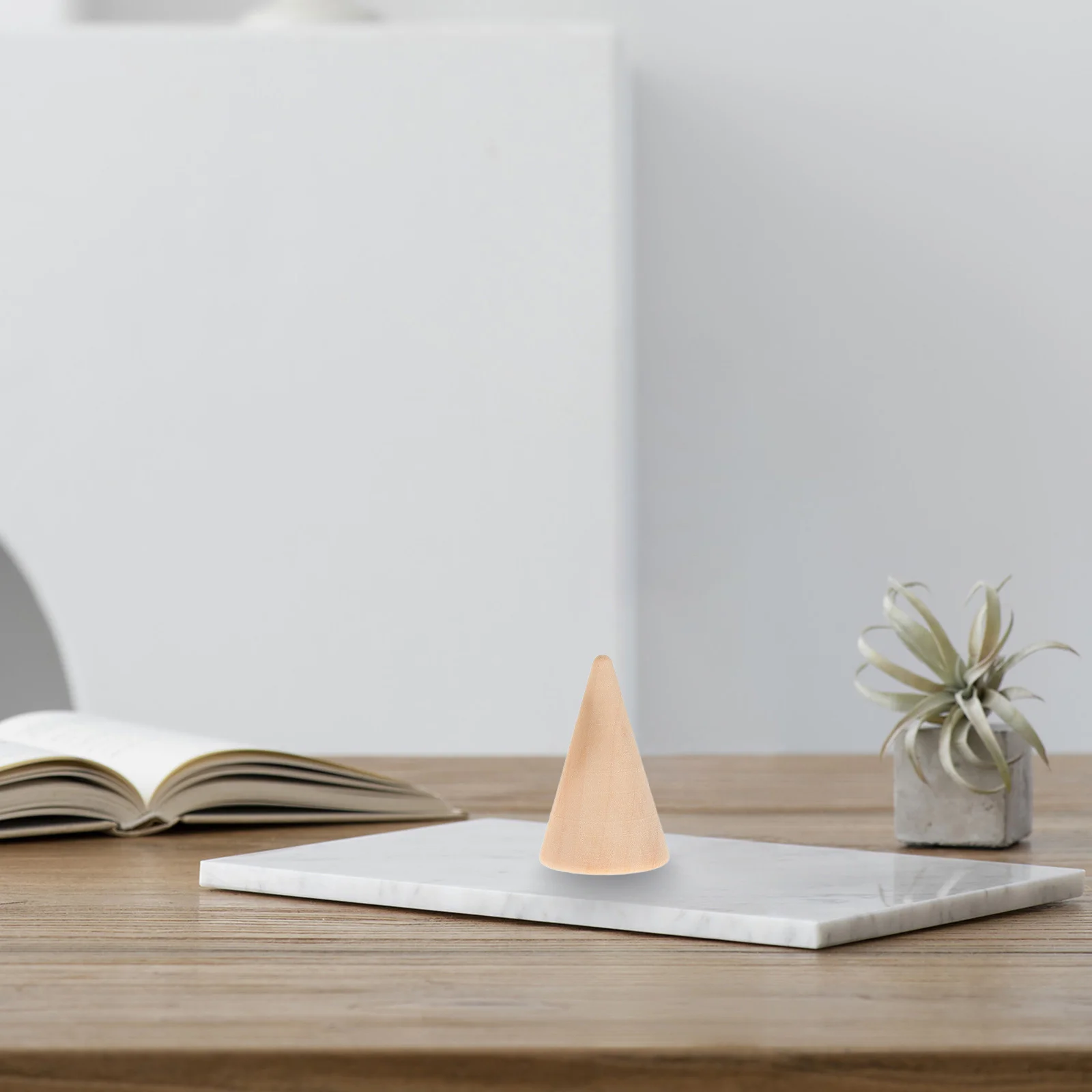 

15 pcs Unfinished Wood Cone Geometric Ornaments Diy Jewelry Display Stand For Home Office Decor Ring Holder Craft Project Wooden