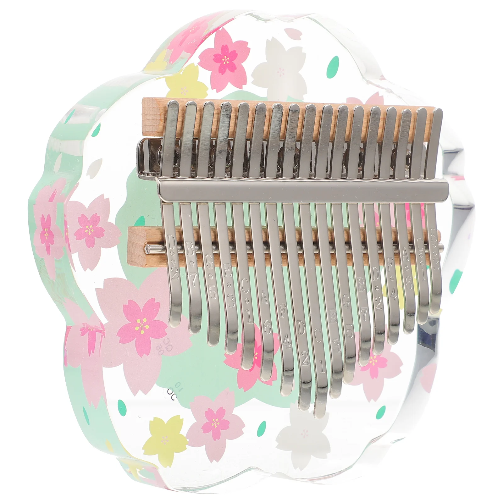 

Thumb Mini Instrument Kalimba Musical Wood Finger Piano for Kids Green Flower Mbira