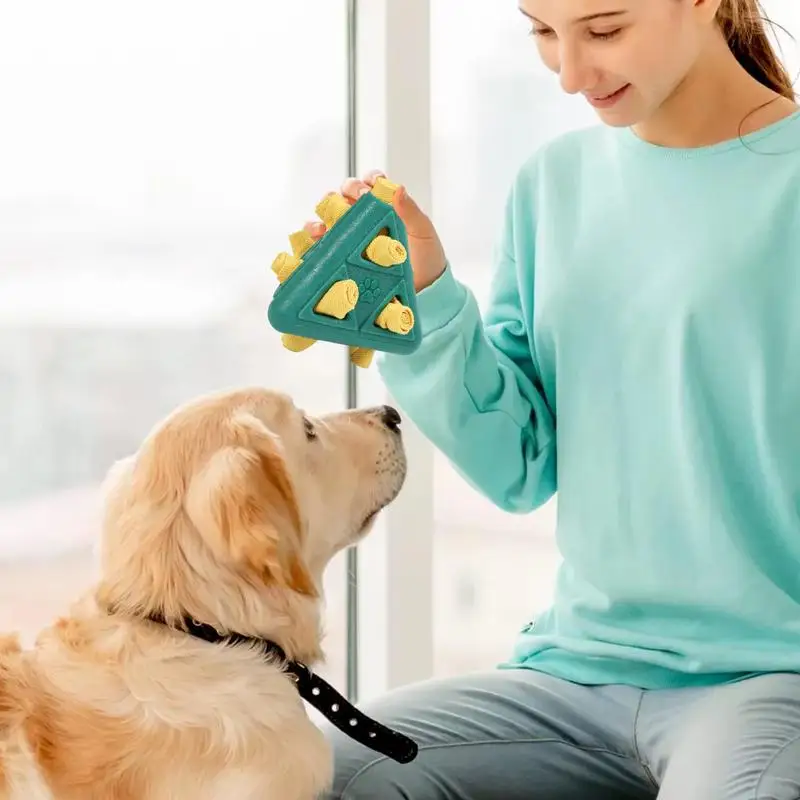 

Food Dispensing Dog Toy Pyramid Shape Dog Food Dispenser Bite-Resistant Pet Puppy Tooth Grinding Toy For Small Medium Large