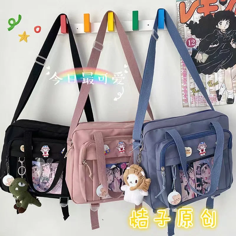 2024 Japanese Kawaii High School Bags For Teenage Girl Transparent Itabag Handbags Preppy Shoulder Bag Book Crossbody Bags Bolso