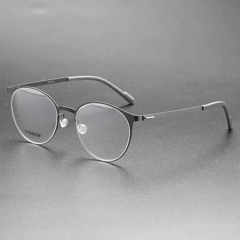 Retro Round  Denmark Titanium Reading Eyeglasses For Men Lightweight Screwless Women Glasses Prescription Frame 8001 Spectacle