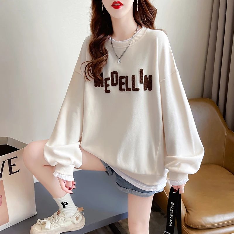 

Женские толстовки большого размера на пуговицах Invierno Nueva Moda Urbana Estampada Divertida Stitched Fem Youthful Popluar Girls Y2K