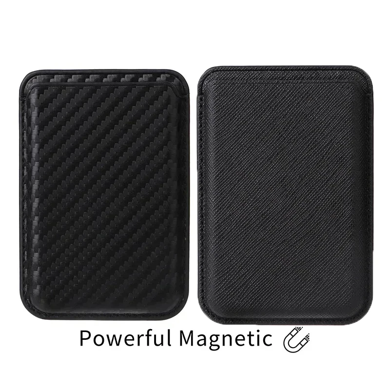 Stark magnetisch für Magsafe-Kartenhalter für iPhone 17 16 15 Samsung MacSafe-Kartensteckplätze, Kohlefaser-Saffiano-Leder-Geldbörse