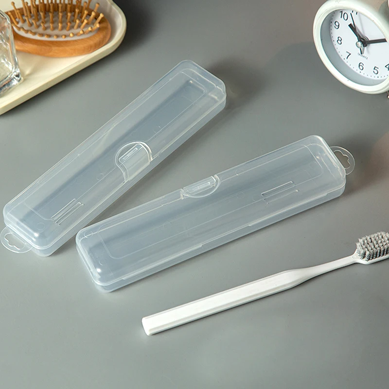 Caixa transparente do toothbrush para o curso, suporte portátil do toothbrush, recipiente plástico do armazenamento do dentífrico