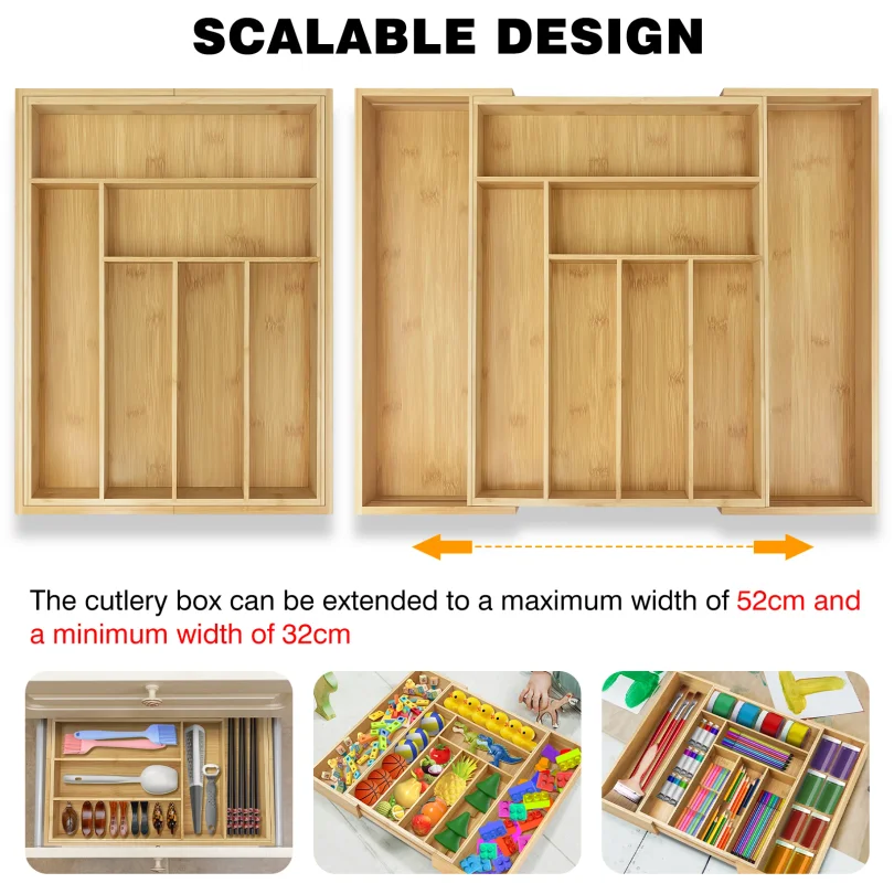 Bamboo Cutlery Tray,Kitchen Dr - Drawer Organizer Bamboo recension och pris