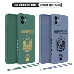 United Arab Emirates Passport Phone Case For iPhone 15 14 13 12 11 Pro Max Mini X XR XSMAX SE 8 7 6S Plus Liquid Silicone Cover