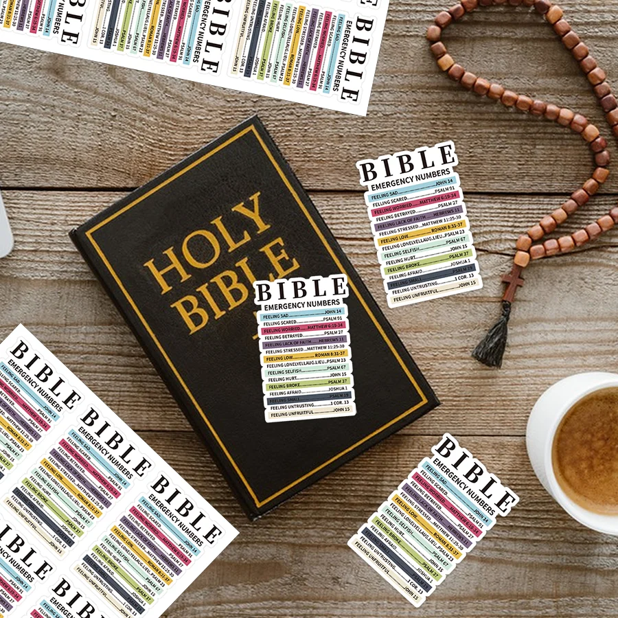 45 Pcs Bible Emergency Numbers Sticker Christian Bible Verse Jesus Decal Motivation Inspirational Stickers .