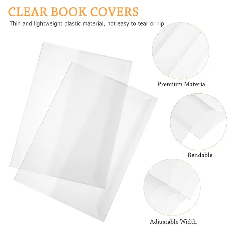 Fundas protectoras reutilizables para libros, fundas transparentes impermeables, 5 unidades