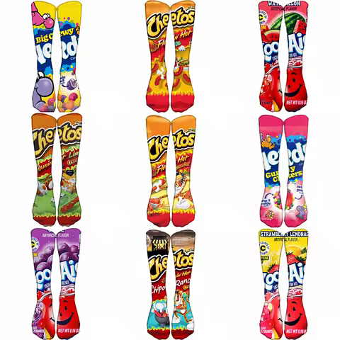 Fashionable potato chip style printed socks skateboard youth unisex standard funny socks casual home shopping socks