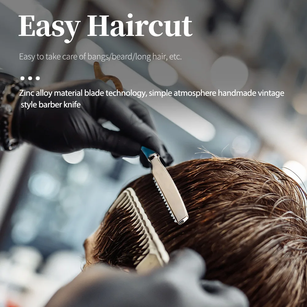 شفرات حلاقة عالية الجودة، مصنوعة من الراتنج وسبائك الزنك، للجنسين، مناسبة للاستخدام المنزلي والمحترف لمتجر الحلاقة، أدوات تصفيف الشعر الاحترافية | سطح معدني | الشفرة غير متضمنة، عيد الحب، هدية الهالوين #4