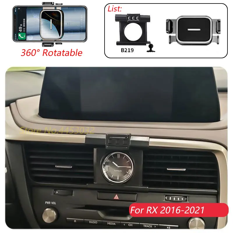 Rotatable Car Phone Holder For Lexus RX 330 350 400h 2016-2021 Press Clamp Phone Mount with Air Vent Base Stable Quiet Bracket