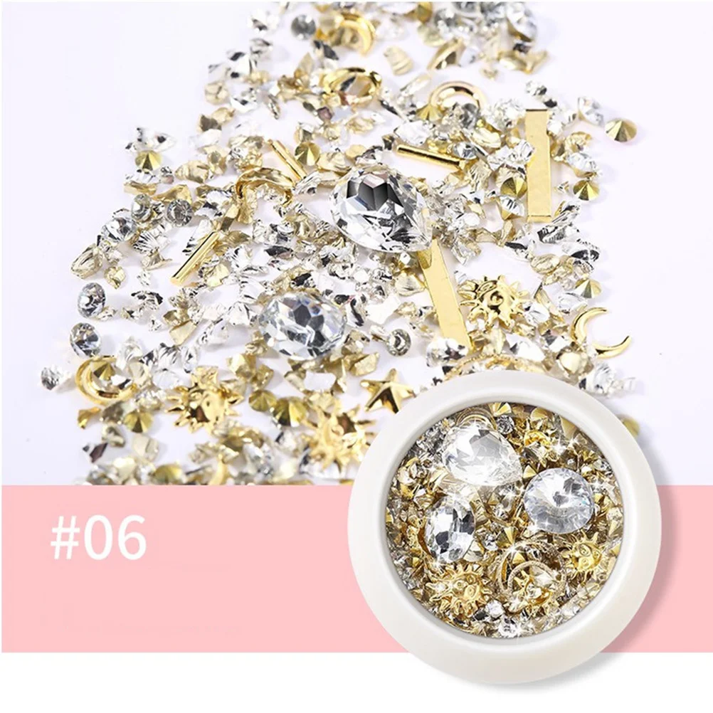 6 مجموعات من إكسسوارات فن الأظافر من حجر الراين، تصميم فريد من نوعه، صناعة متقنة، لوازم مانيكير ذاتية الصنع مناسبة للأظافر النسائية #6