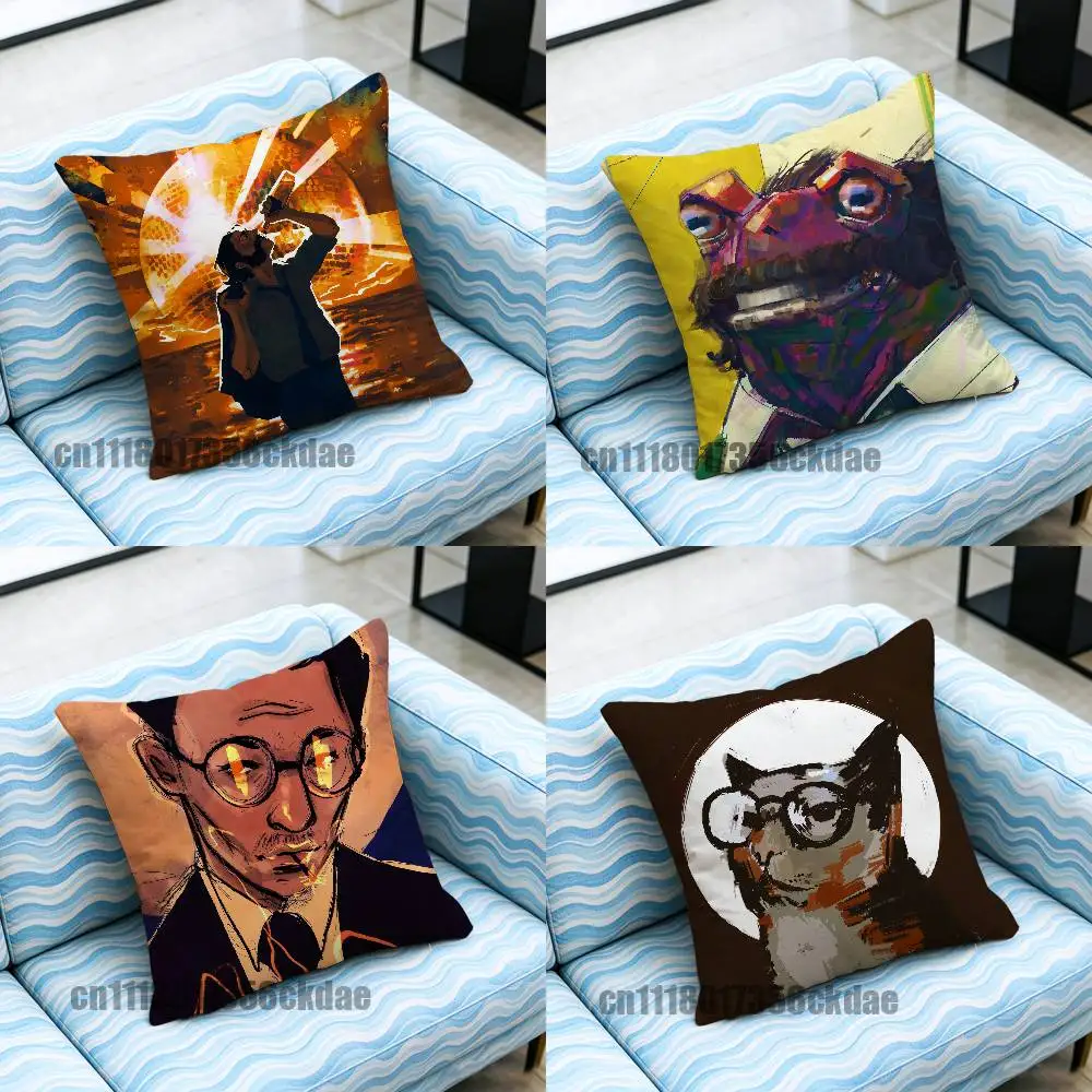 For Disco Elysium Cat Throw Pillow Cover Case Custom Decorative Pillowcase Accent Cushion Covers DIY