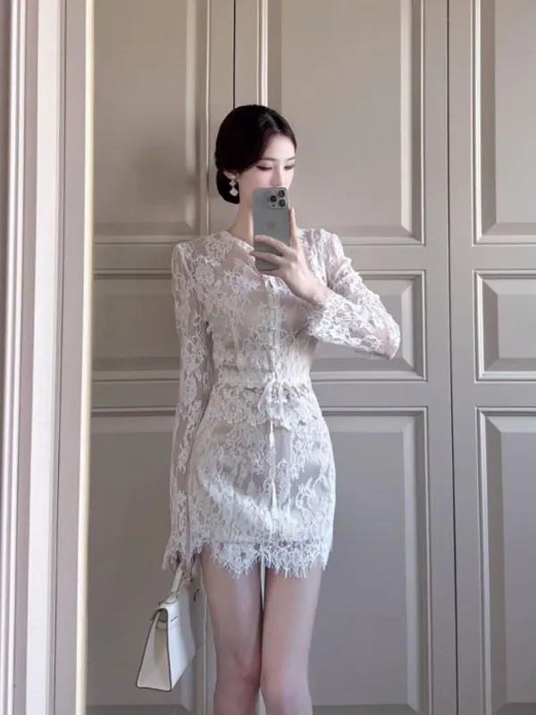 

Gentle Wind Beautiful Lace Top And Half Skirt Two-Piece Set Stylish Spring Outfit Comfortable Cotton Material Casual Wear