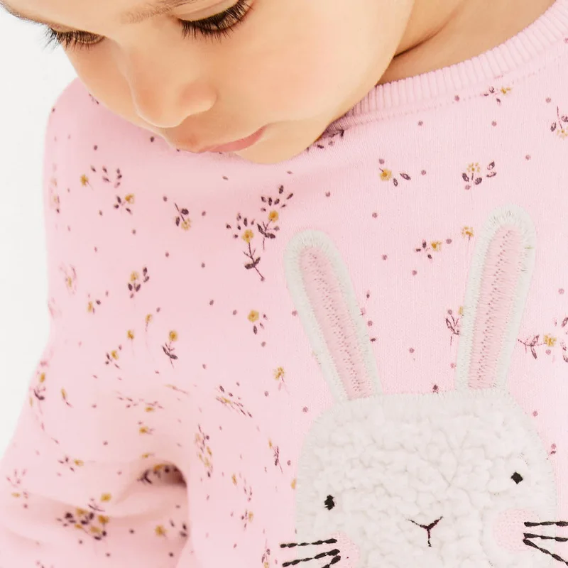 Little maven 2024 Baby Girls Clothes Sets Pink Cotton Thick Casual Clothes for Autumn and Winter Lovely Rabbit Comfort Sets