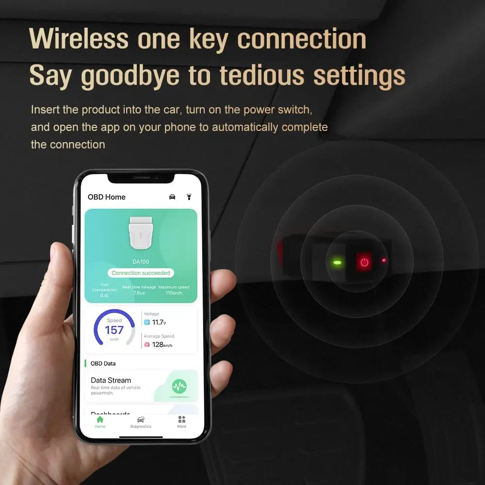 OBD2 Scanner Bluetooth Wireless Car Diagnostic Tool for iPhone & Android - Reset Fault Codes, EOBd Reader
