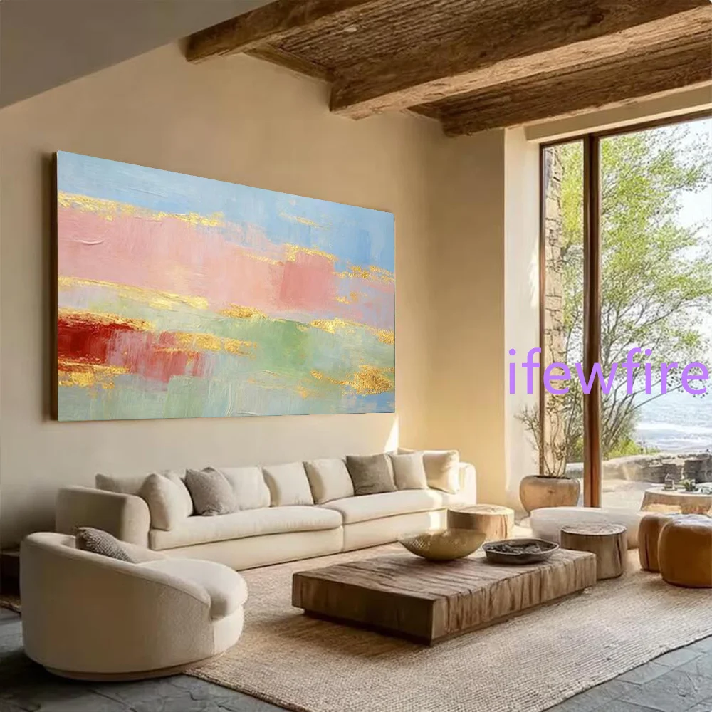 100% Handmade Abstract Oil Painting on Canvas Mural Colorful Thick Layer Wall Art Picture for Living Room Decor Image Artwork