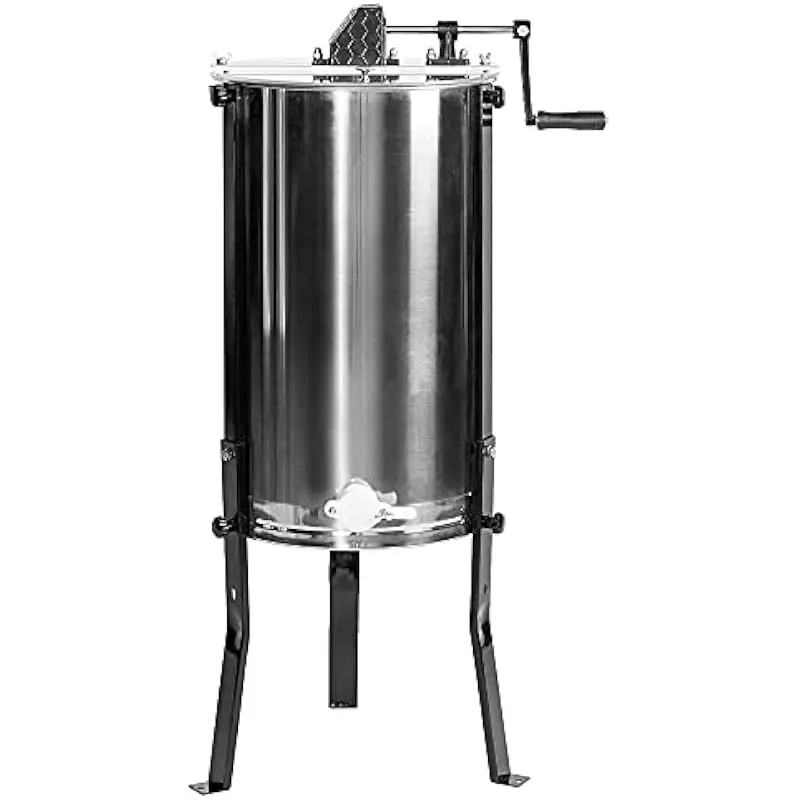 Honey Extractor with 3-Frame Capacity Stainless Steel Drum 18-Gallon Bowl Clear Plexiglas Lid Elevated Honey Gate Spiral Bevel G