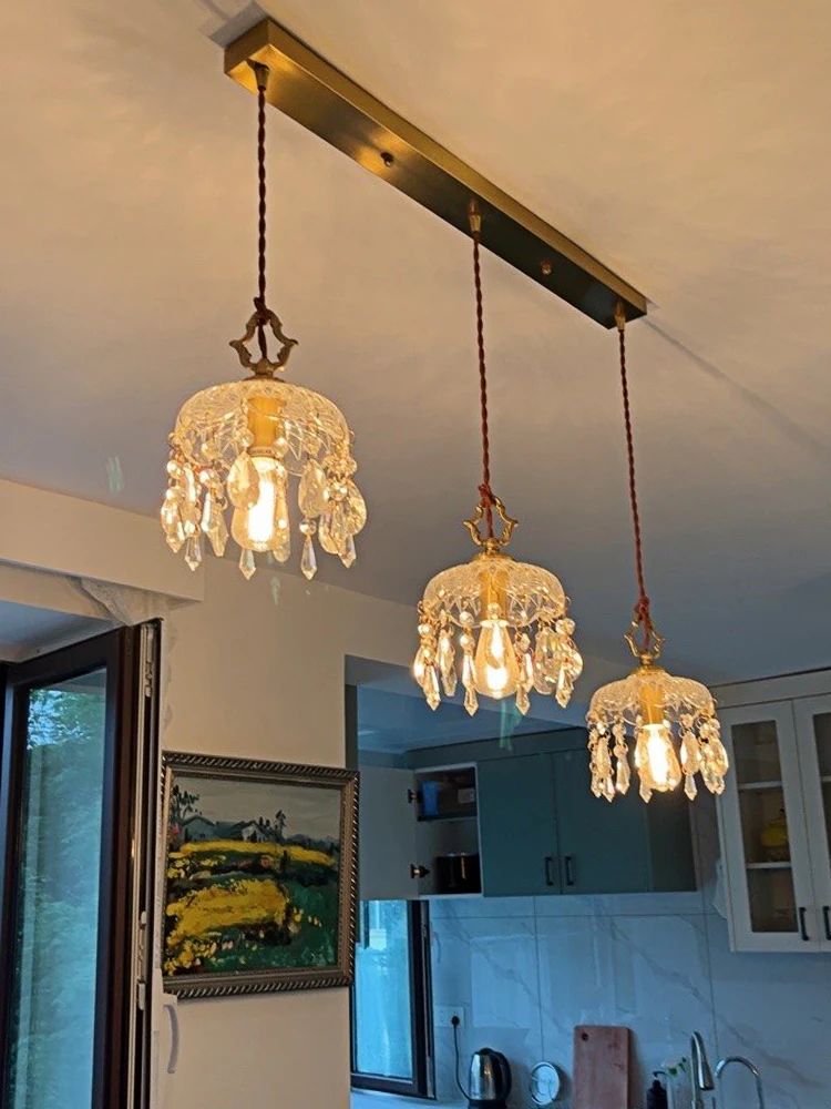 

French brass simple glass lamp creative personality bedside bar entrance aisle restaurant balcony lamp