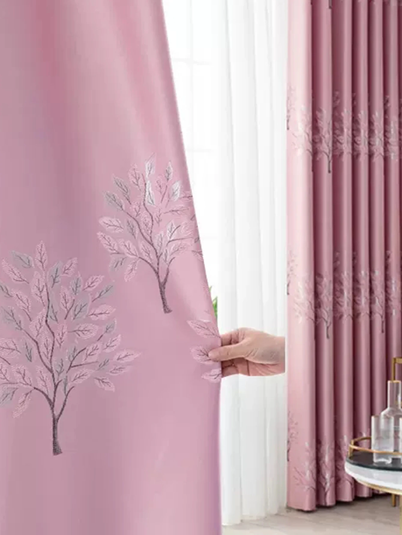 Thickened Full Blackout Pink Curtains Fresh Countryside Living Room Bedroom Insulation Light blocking Simple Sunshade Cloth