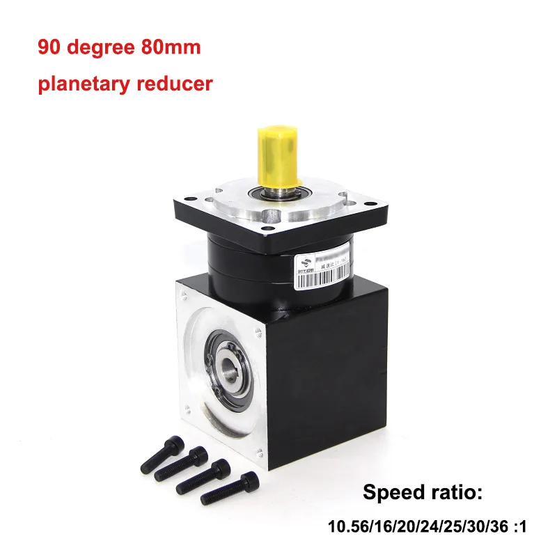

90 Degree Right Angle 80mm Planetary Reducer for 80 Servo Motor Ratio 10.56:1 16:1 20:1 24:1 25:1 30:1 36:1