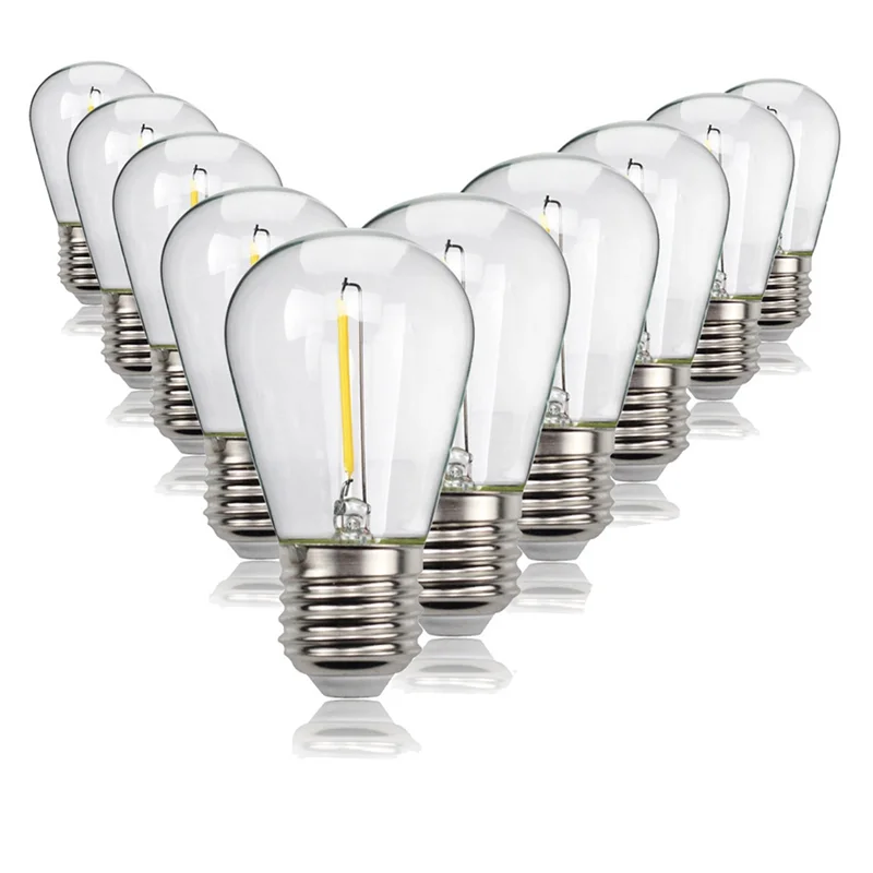 

A74E-Waterproof For Indoor Outdoor Use 10 Pcs Shatterproof LED String Lights Warm White 2700K E27 Base