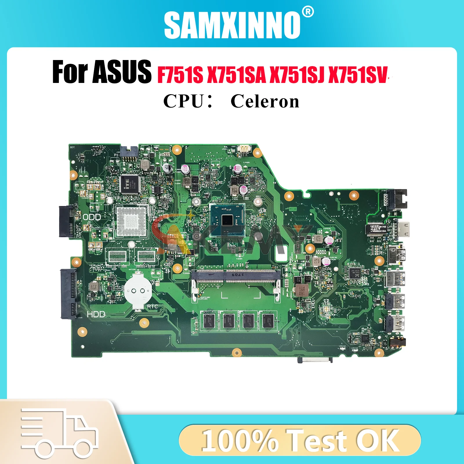

X751SA Материнская плата для ноутбука ASUS VivoBook A751S X751SJ X751S X751SA F751S X751SV Материнская плата с процессором Celeron 100% tests OK stk