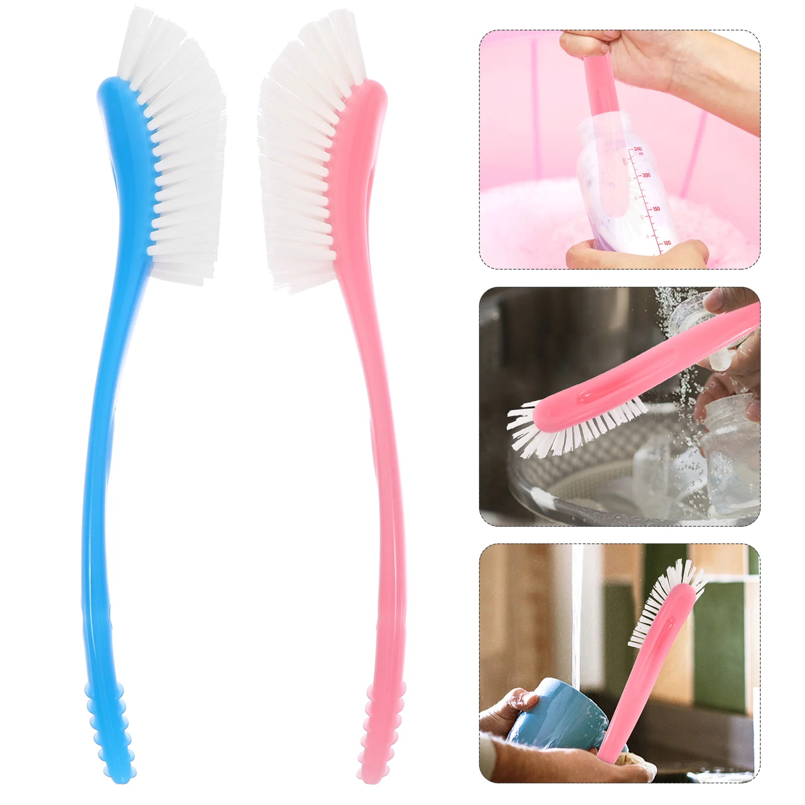 2 Pcs Pink Water Bottle with Straw Brush Cleaner Coffee Cups Cleaning for Bottles Baby Drying Rack
