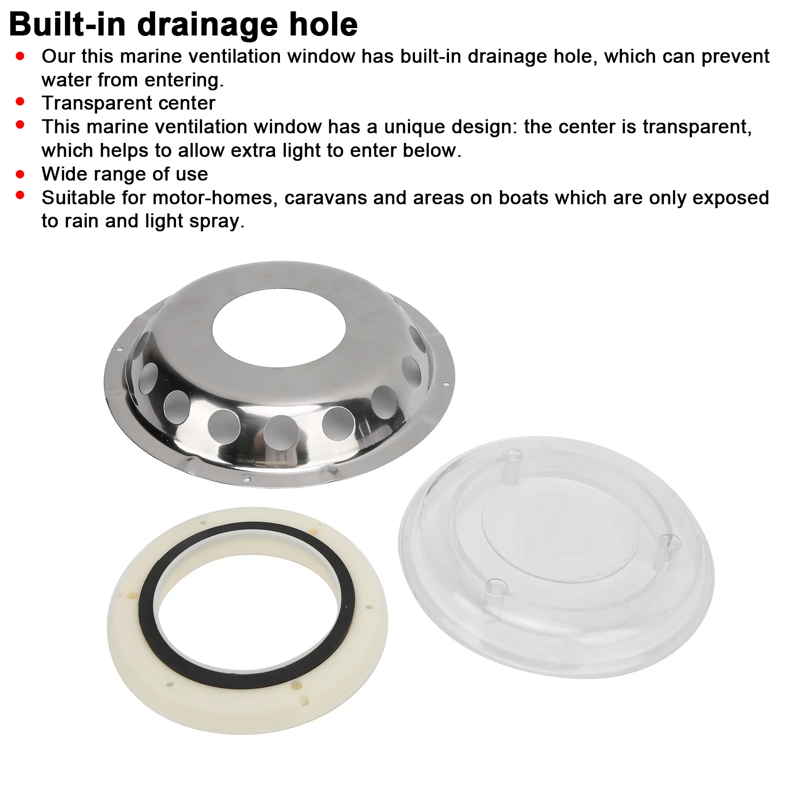 Stainless Steel Marine Air Vent Ventilation Window Transparent Center Boat Hardware Accessory For Vessel Yacht Use