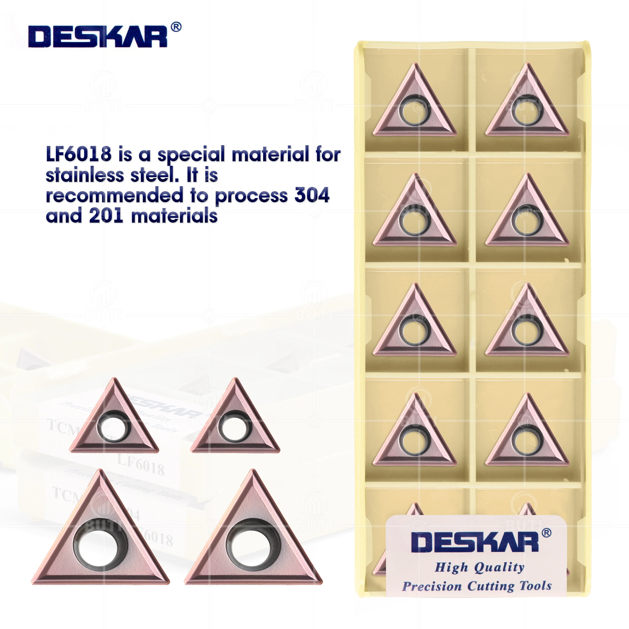 DESKAR 100% Original TCMX110204 TCMX16T304 LF6018 CNC Lathe Cutter Turning Inserts Carbide Tools For Stainless Steel Processing