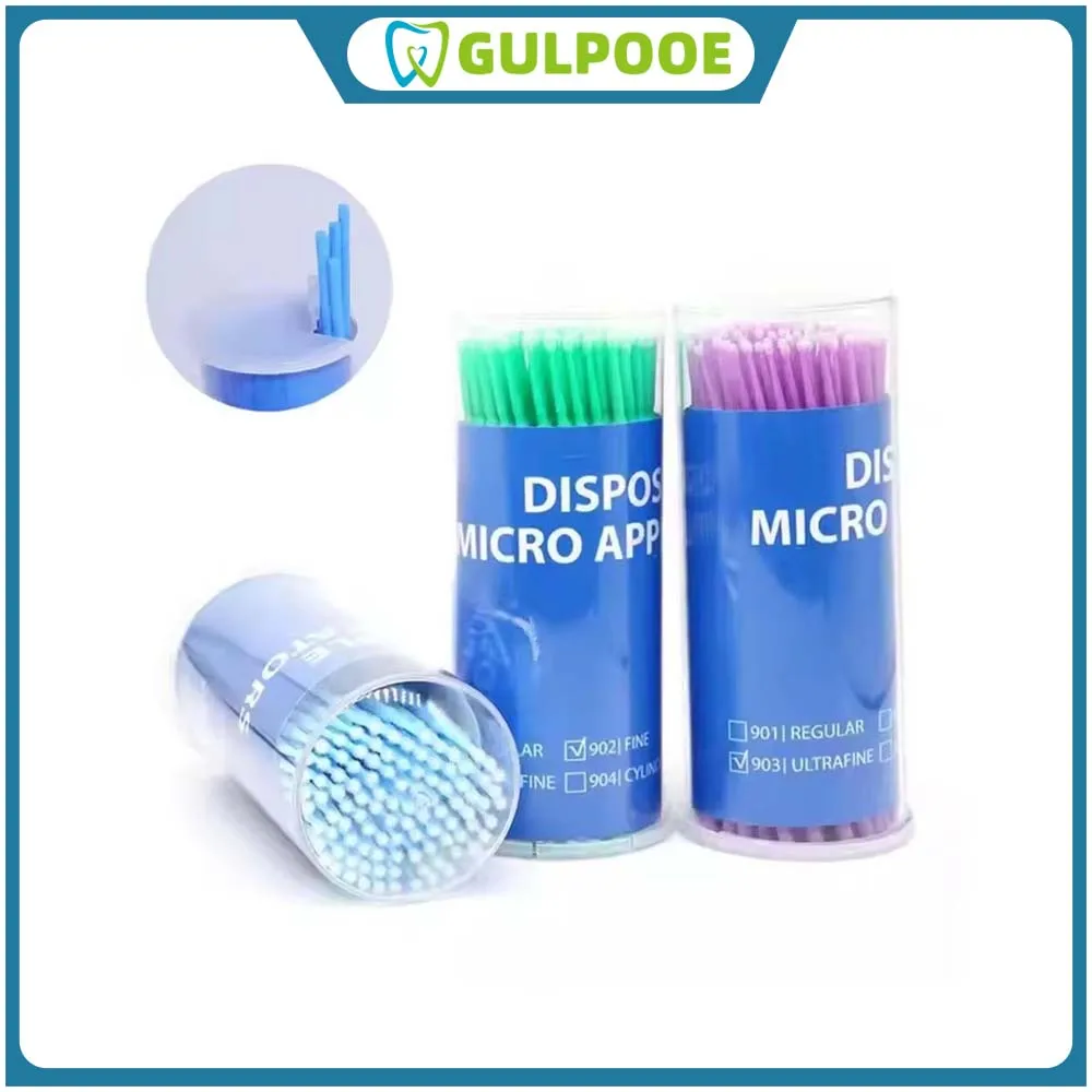 GULPOOE 100Pcs Dental Micro Brush Bottle Dental Disposable Micro Brushes Applicators Brush Teeth Oral Extension Teeth Whitening