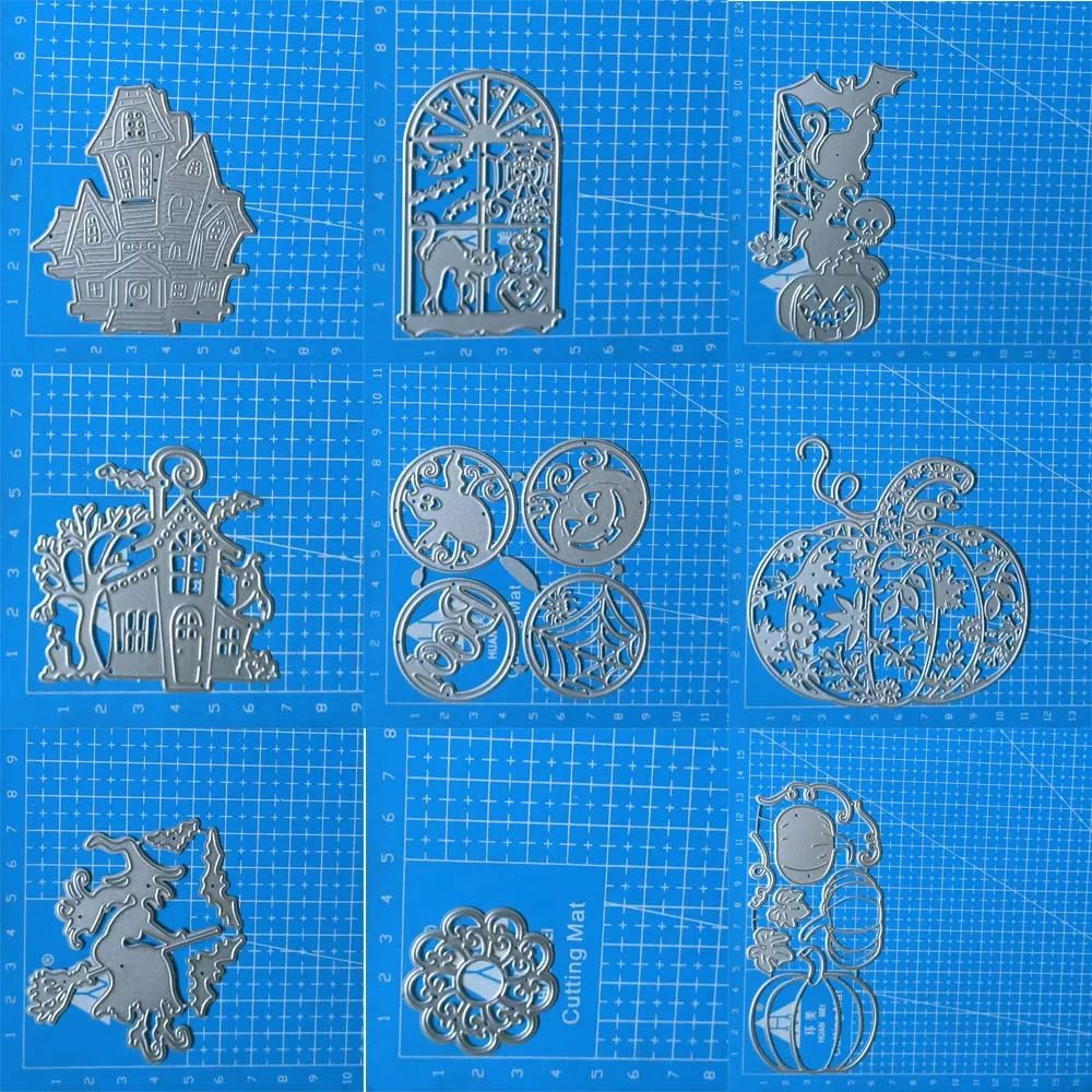 Metalls ch neiden stirbt Halloween Hexe Kürbis Haus Dekoration Sammelalbum Papier Handwerk Form Stanz Schablonen