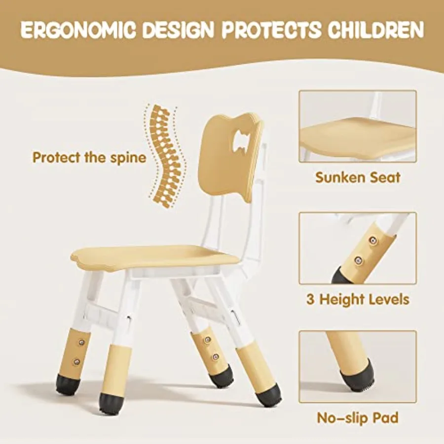 ชุดโต๊ะปรับความสูงได้และเก้าอี้ 4 ตัวพร้อมดีไซน์ลายกราฟฟิตี้บนโต๊ะสำหรับเด็กวัยหัดเดินและเด็กเล็ก 28 ขาแบบกันลื่นเพื่อความมั่นคง