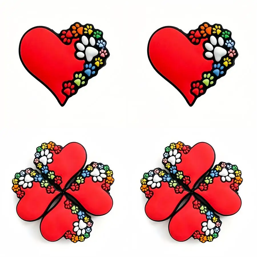 10/20Pcs Heart Dog Paw Silicone Focal Shaped Beads For Jewelry Making DIY Pen Character Decors Key Bag Chain Necklace Bracelet