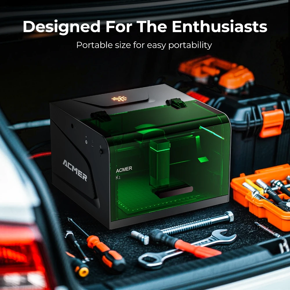 ACMER K1 Portable Mini Laser Engraver CNC Machine DIY Logo Marking Machine Painted Dog Tag Paper Leather Wood Acrylic