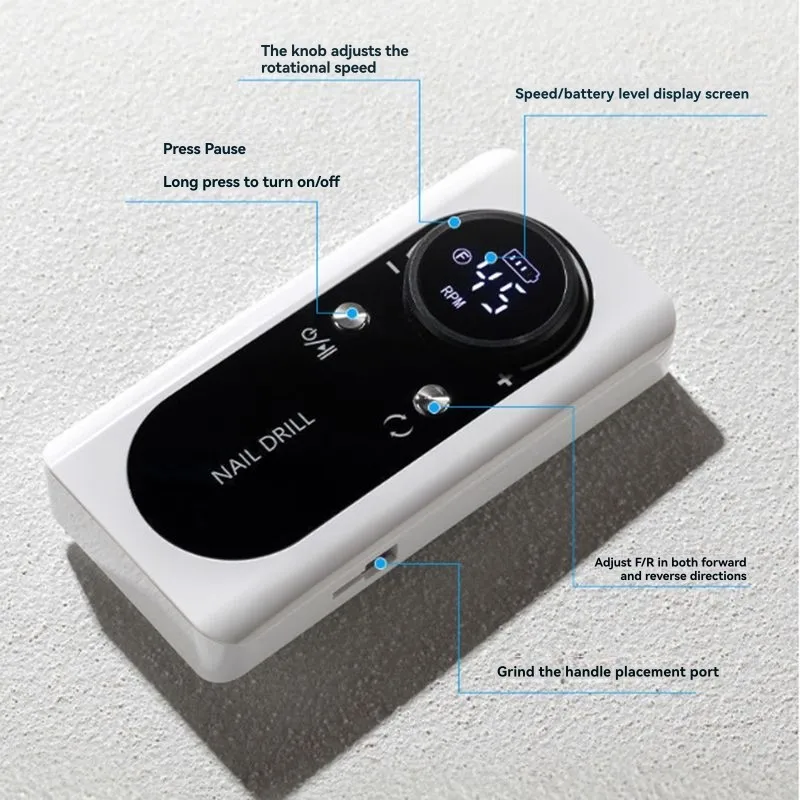 B25B Electric Nail Drill Machine 45000RPM With LCD Display Rechargeable Nail File, Nails Accessories, Gel Nail Polish