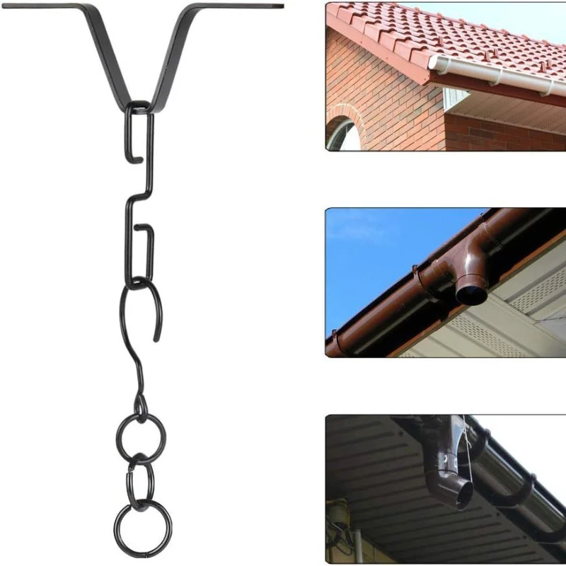 

Rain chain hook is suitable for drain downspout outlet V-shaped installation rain chain drain clip rain chain anchor