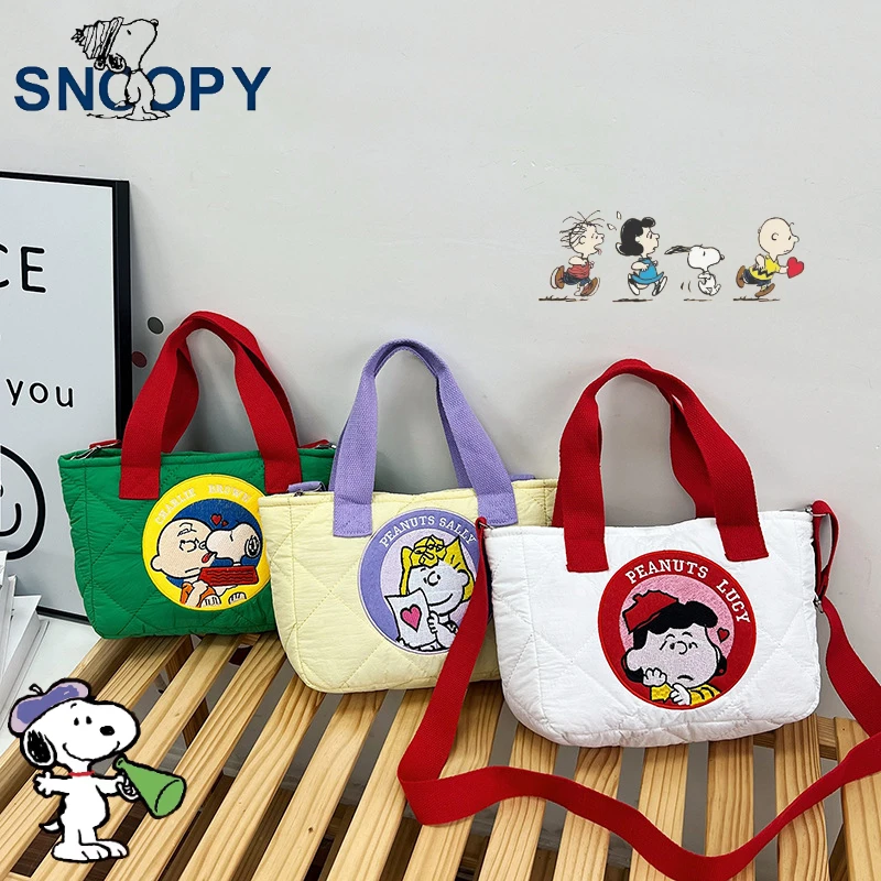 

New Snoopy Crossbody Bag Cartoon Figure Kawaii Embroidery Handbag Cute Large Capacity Shoulder Portable Dual-purpose Bags Gifts