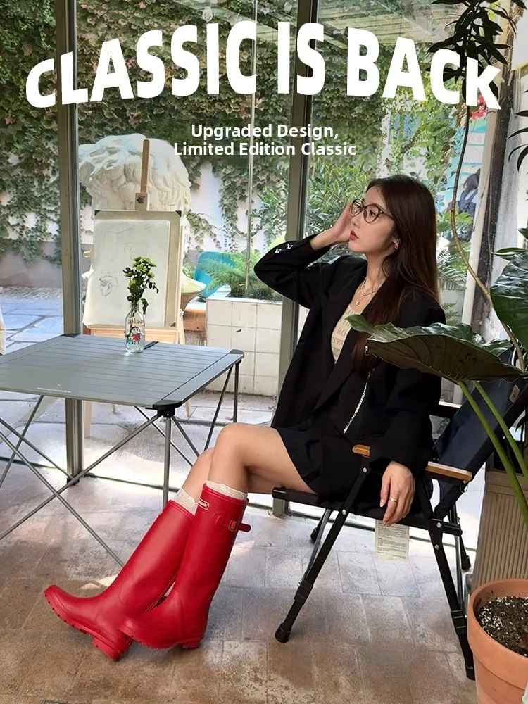 

Classic Women's Wellington Rain Boots Faionable Waterproof Adult Long Tube Boots Anti-slip Rubber oes Water oes for Women