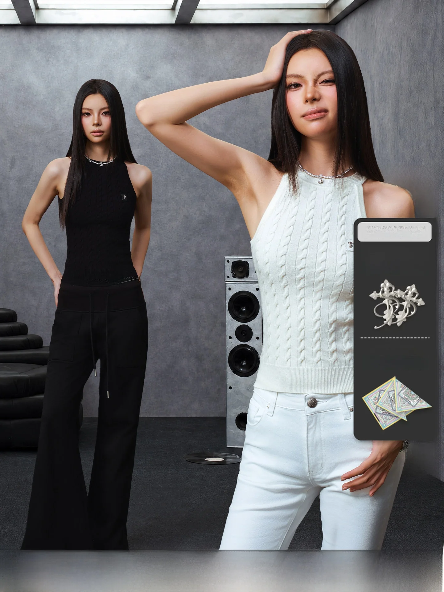 STK SmallTownKid Ultra Lightweight Knitted Sleeveless Vest Women's Slim Fit Hanging Neck Strap Elegant Style Short Length