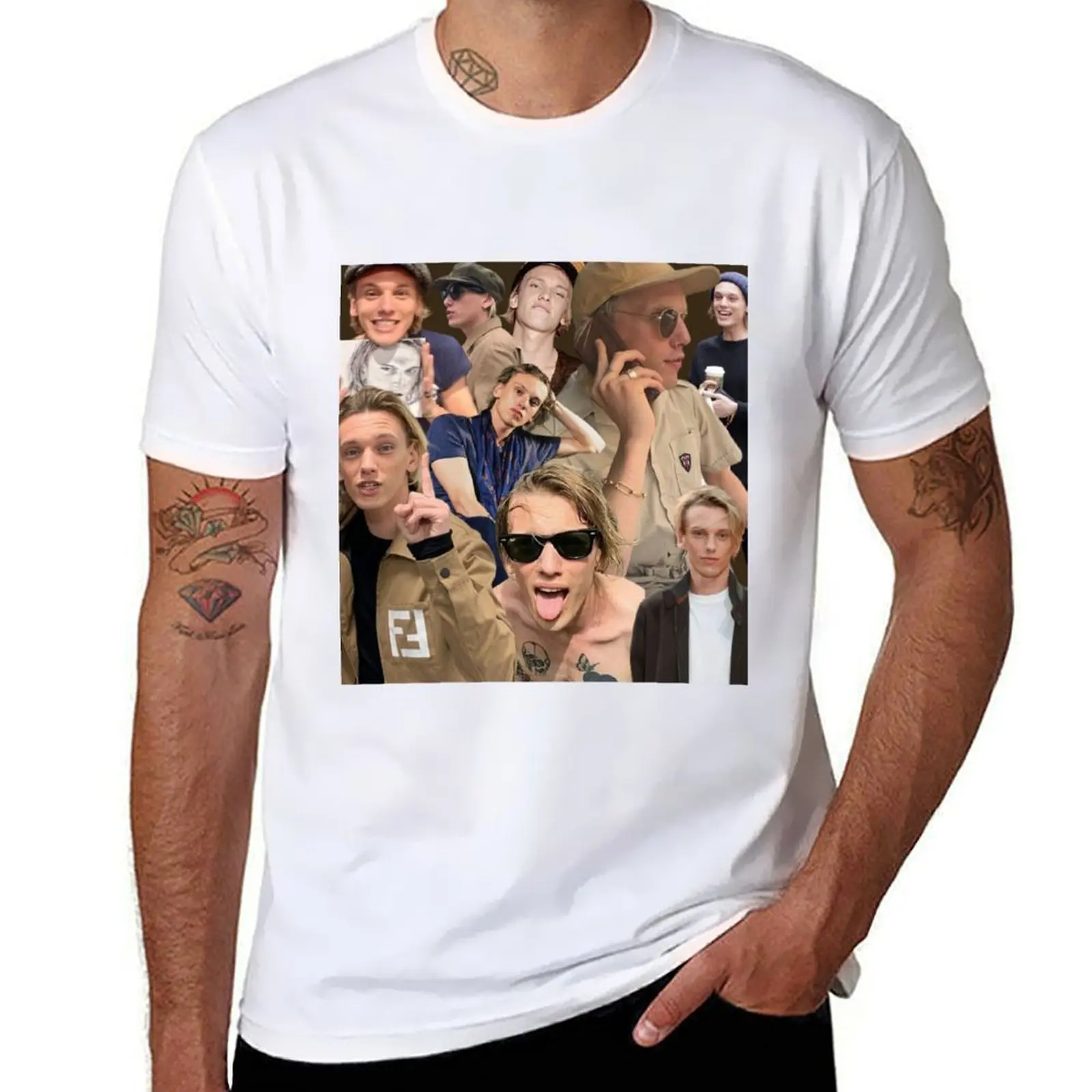 

Jamie Campbell Bower collage T-Shirt t shirt man plain man t shirt cotton T-Shirt