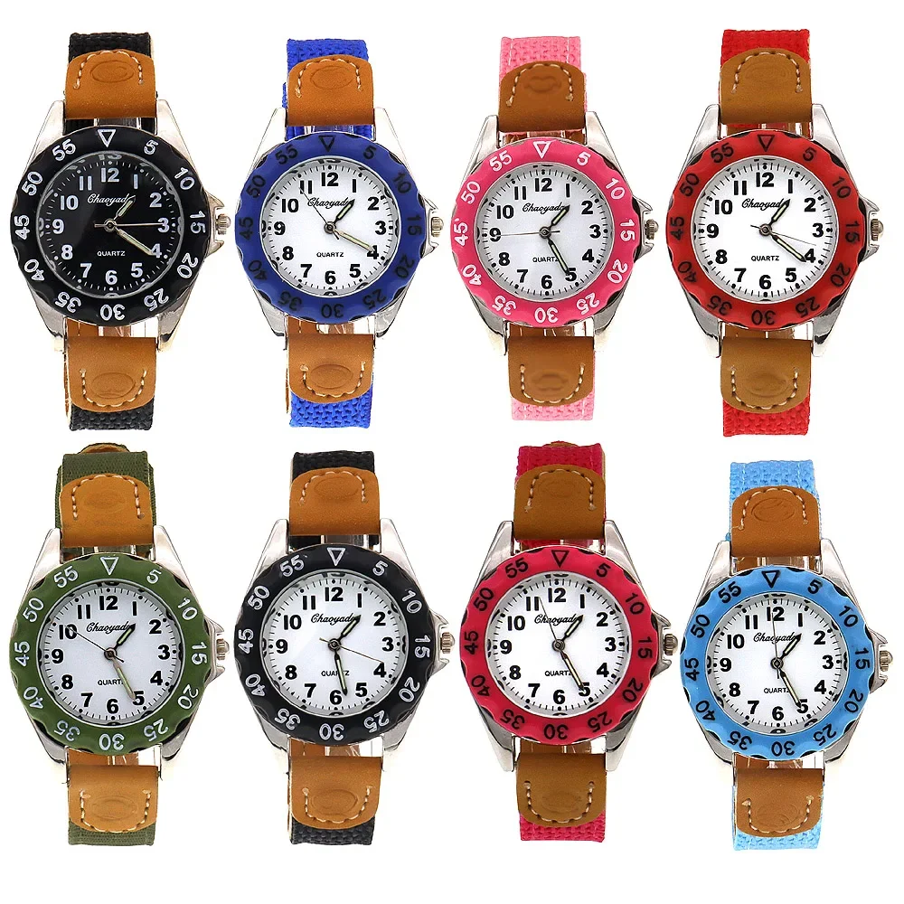 Mode Kinderen Horloges Lichtgevende Nylon Band Kids Horloge Jongen Meisjes Pols Quartz Sport Polshorloges